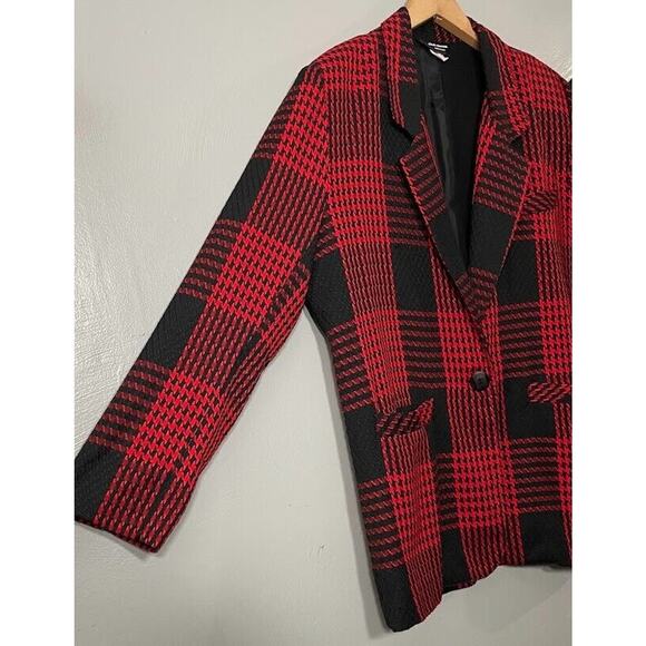 Chad Stevens Size Large Red Black Plaid Jacket Blazer Academia Clueless Preppy - Picture 6 of 12